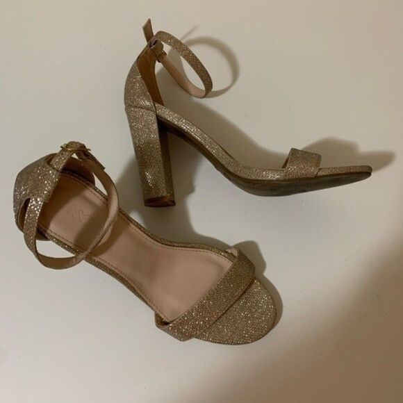 Lov Mark Rose Gold Shimmer Heels Size 8.5 - Picture 1 of 8
